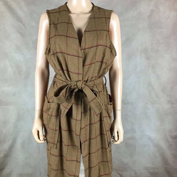 BCBGENERATION Plaid Longline Windowpane Vest NWT LARGE - Picture 6 of 11